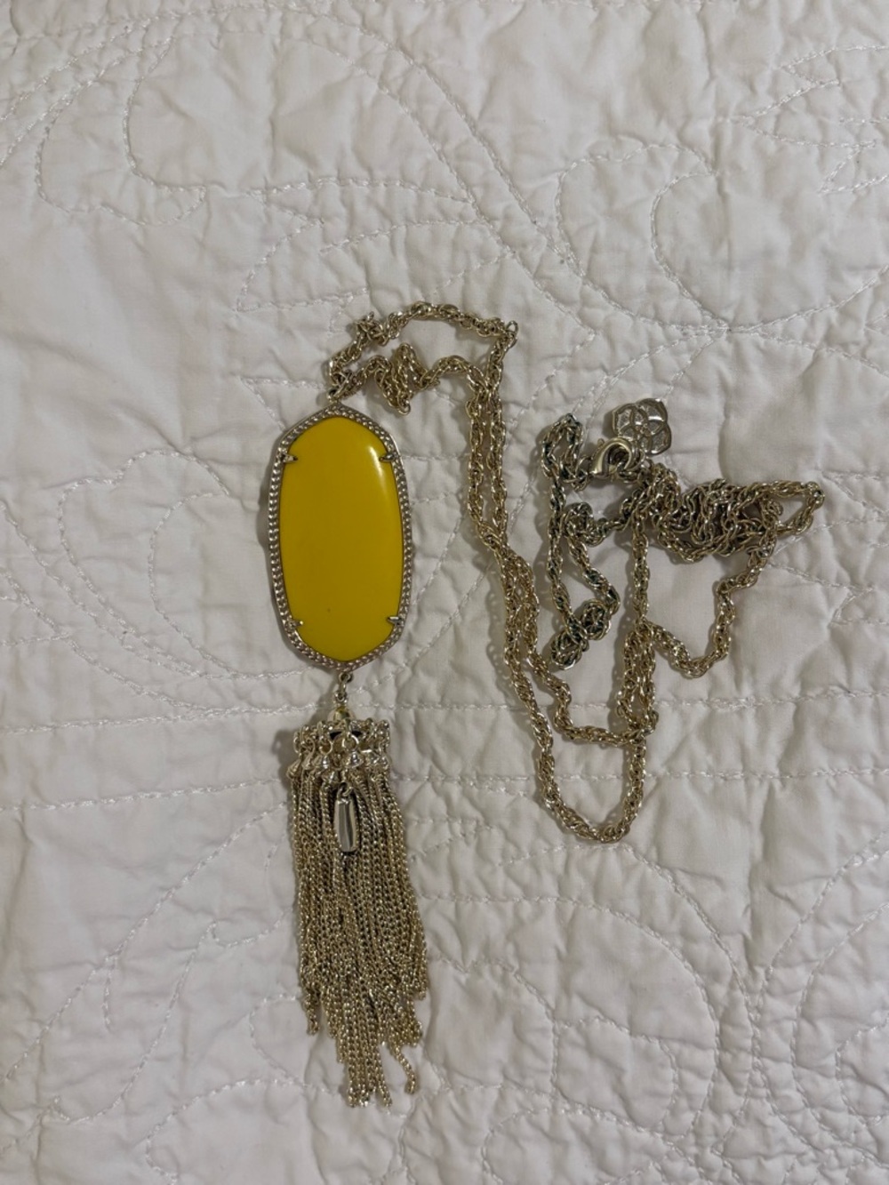 Kendra Scott Yellow and Gold Tassel Necklace